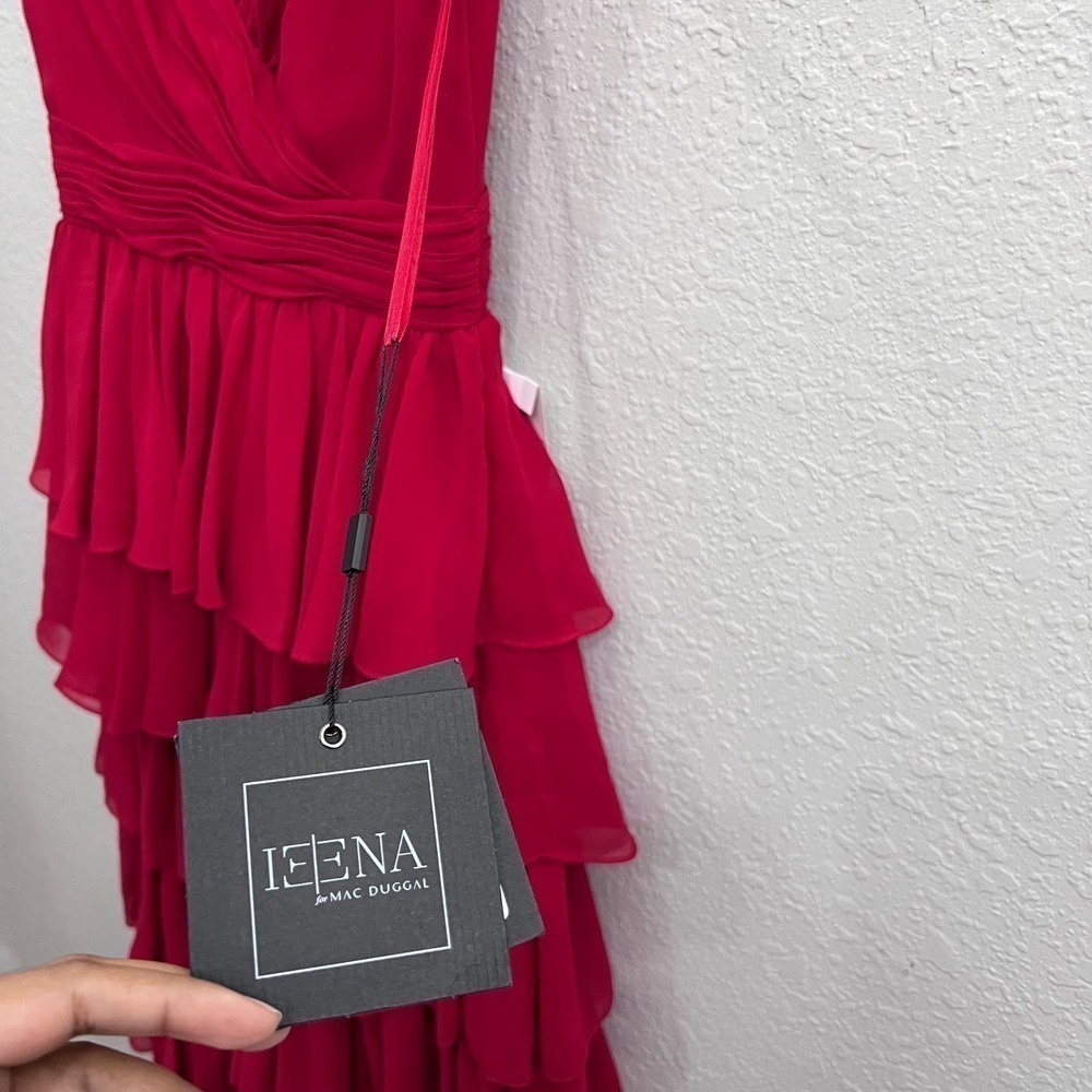 NEW Mac Duggal Nordstrom Red ruffle gown maxi dress size 2 - Picture 12 of 14
